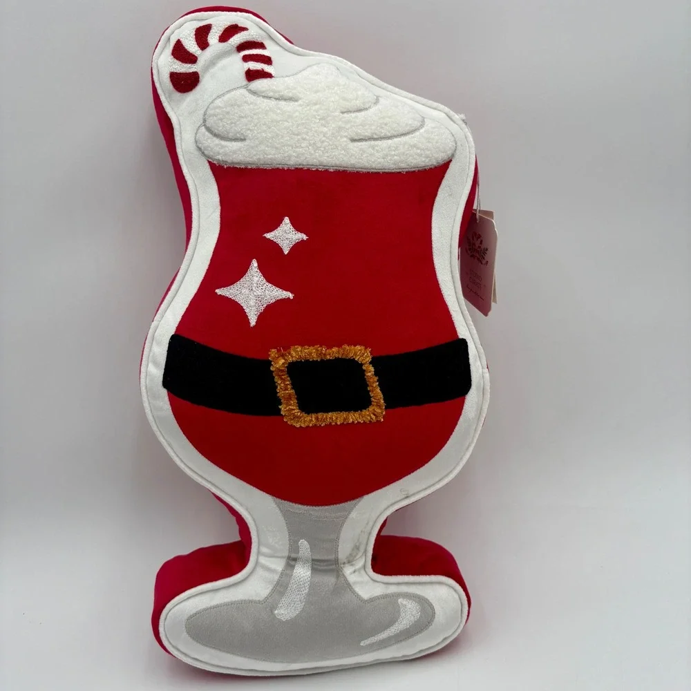 Studio Curate Christmas Holiday Santa Cocktail Glass Shaped Decorative Pillow‎